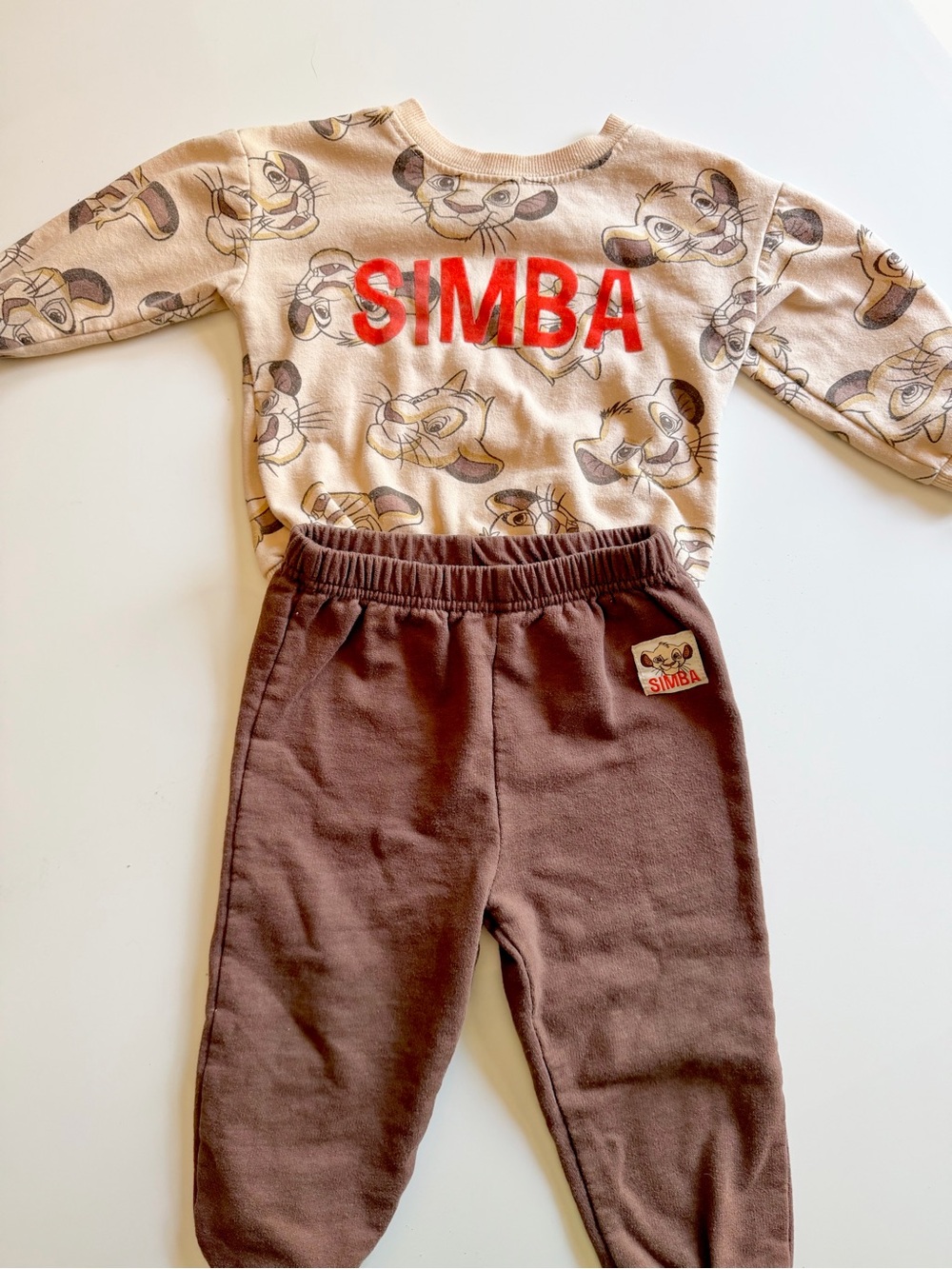 Disney Simba Beige & Brown Kids Matching Jogger Set